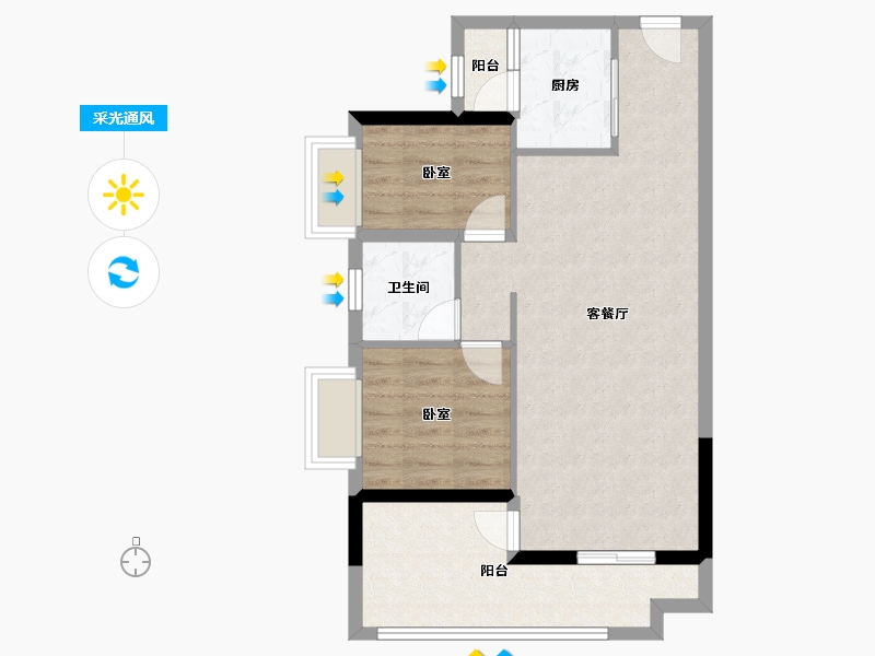 广东省-江门市-敏捷翡翠华府-67.50-户型库-采光通风