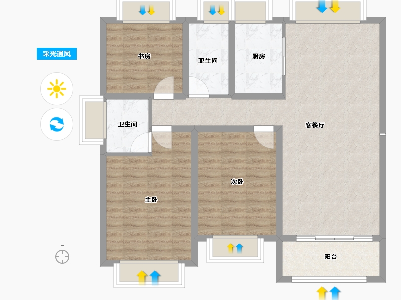 江西省-九江市-恒丰·理想城-95.37-户型库-采光通风