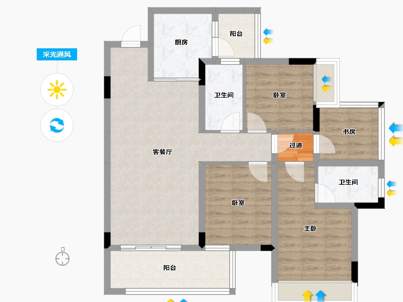 广西壮族自治区-桂林市-交投彰泰漓东新城-92.71-户型库-采光通风