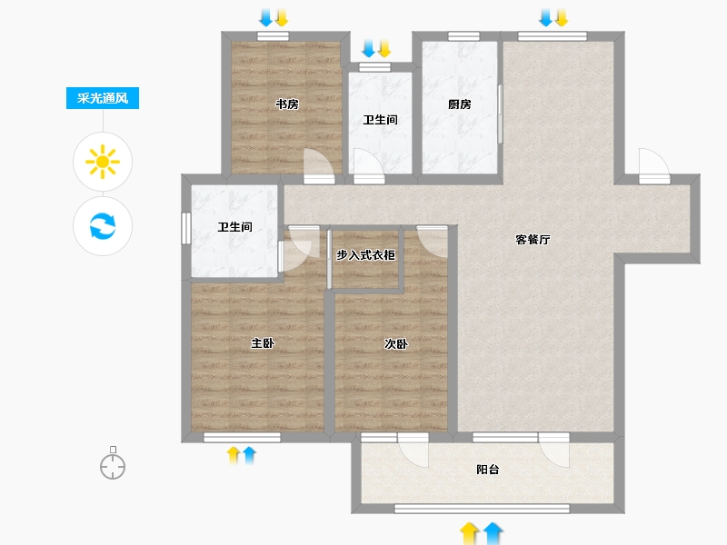 山东省-青岛市-融创·维多利亚湾-114.00-户型库-采光通风