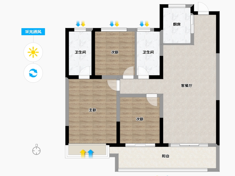 河南省-新乡市-建业城-102.78-户型库-采光通风