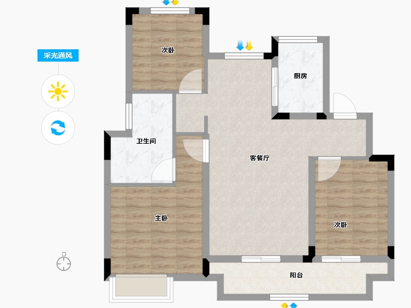 浙江省-湖州市-爱家霖溪谷-84.37-户型库-采光通风