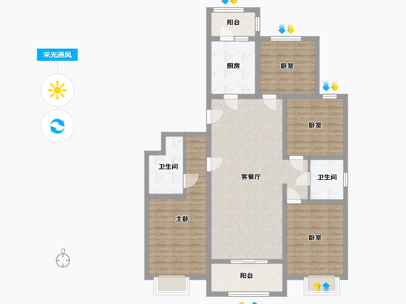 山西省-晋中市-桃树湾-115.00-户型库-采光通风