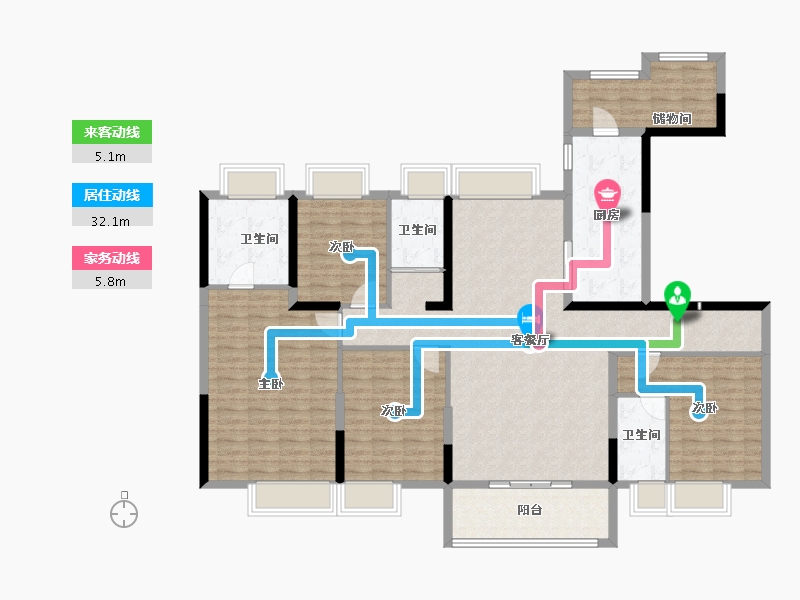 湖南省-长沙市-碧桂园·御园-148.52-户型库-动静线