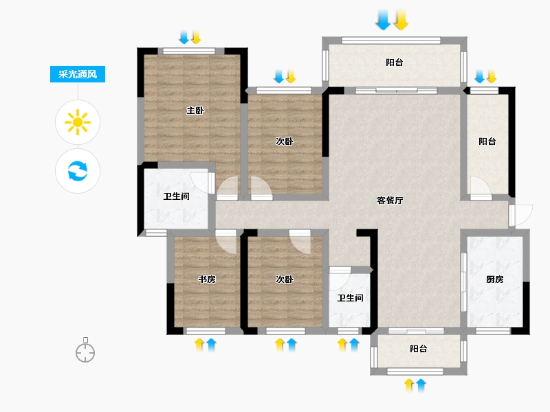 湖南省-永州市-佳兴名城-135.00-户型库-采光通风