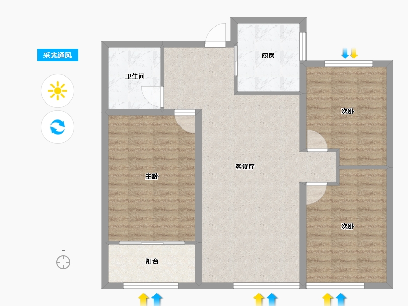 河北省-保定市-花溪壹号院-88.75-户型库-采光通风