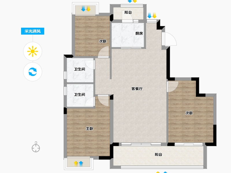 湖北省-宜昌市-广华春风壹品-107.51-户型库-采光通风