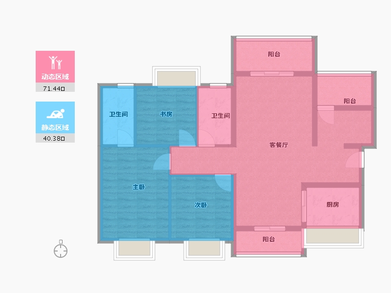 广东省-江门市-融创望江府-100.00-户型库-动静分区