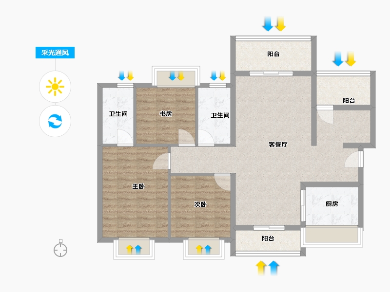 广东省-江门市-融创望江府-100.00-户型库-采光通风