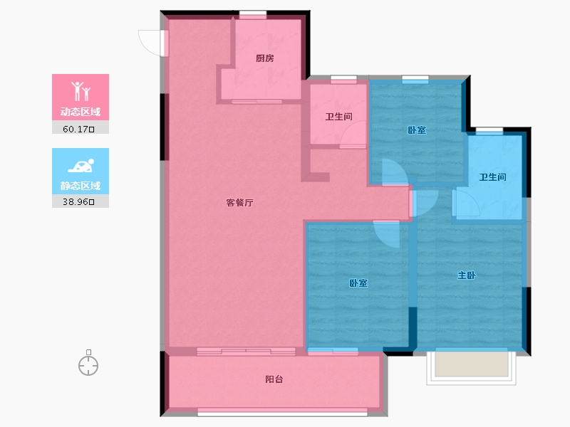 安徽省-蚌埠市-海创·珑璟台-89.60-户型库-动静分区