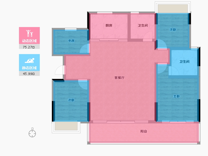 广西壮族自治区-桂林市-彰泰联发沁园春-109.37-户型库-动静分区