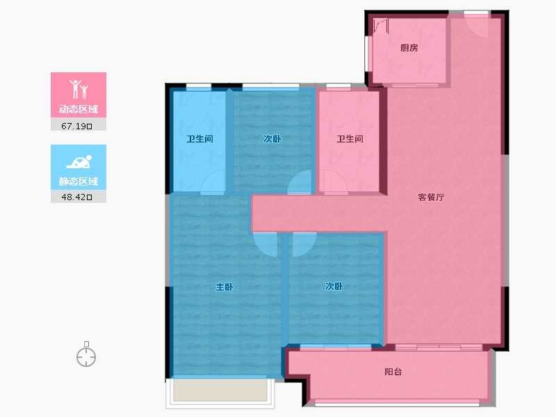 山西省-晋中市-电建地产·晋中洺悦宸苑-104.00-户型库-动静分区