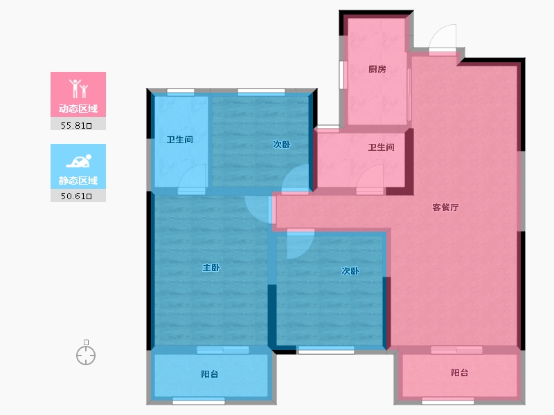 湖南省-长沙市-鑫湘雅韵-94.40-户型库-动静分区