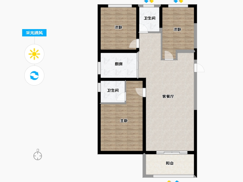 河南省-新乡市-高晟福润城-98.40-户型库-采光通风