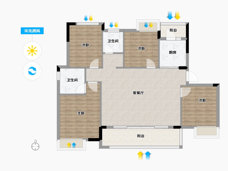 湖北省-宜昌市-广华春风壹品-113.45-户型库-采光通风