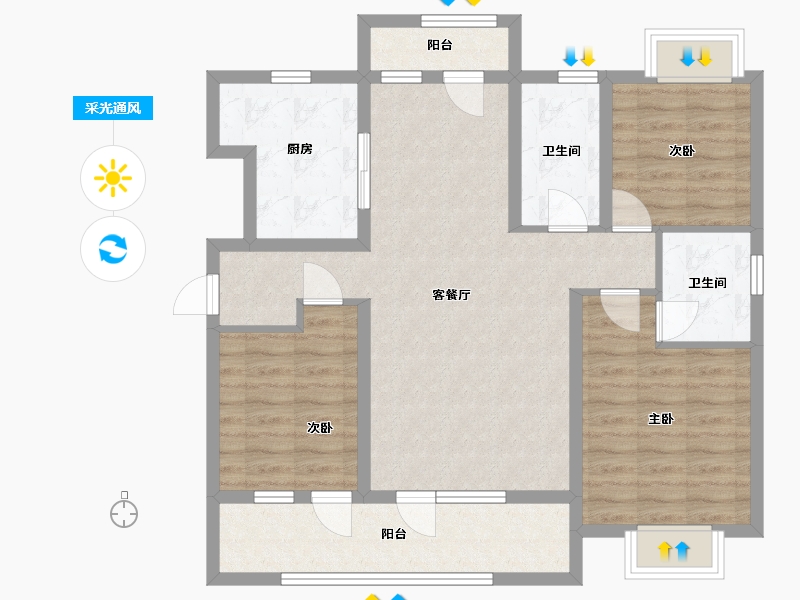 山东省-烟台市-力高阳光海岸-95.00-户型库-采光通风