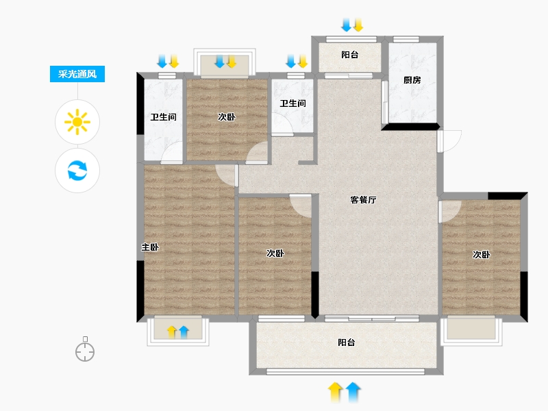 湖北省-襄阳市-国投襄阳府-111.13-户型库-采光通风