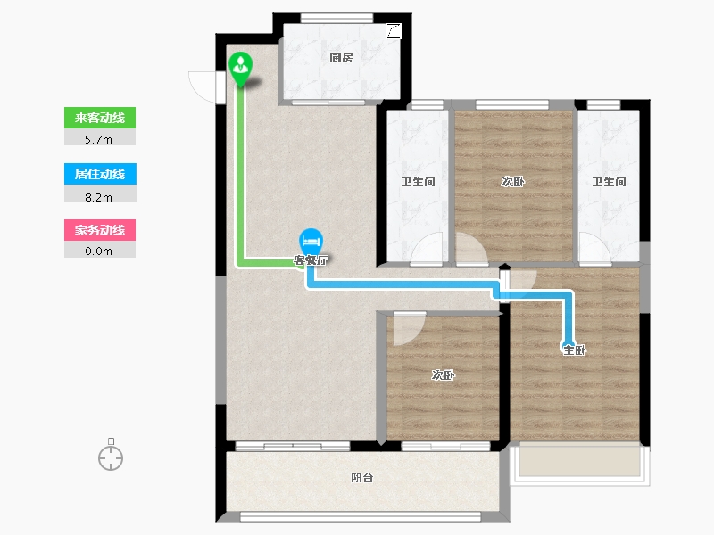 山西省-晋中市-电建地产·晋中洺悦宸苑-95.82-户型库-动静线