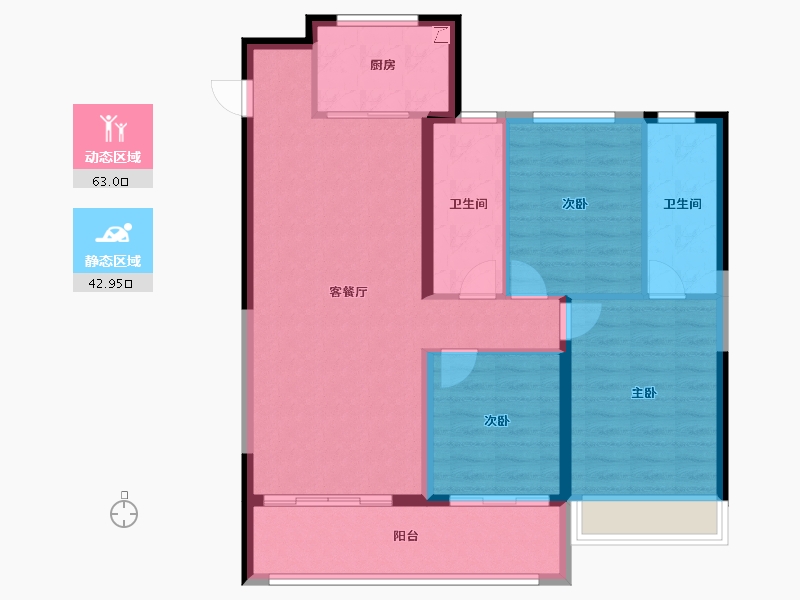 山西省-晋中市-电建地产·晋中洺悦宸苑-95.82-户型库-动静分区