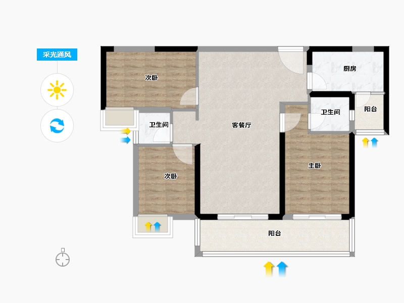 湖北省-宜昌市-北大资源颐和雅郡-90.39-户型库-采光通风