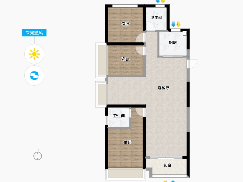 山西省-晋中市-良硕IN时代-88.93-户型库-采光通风