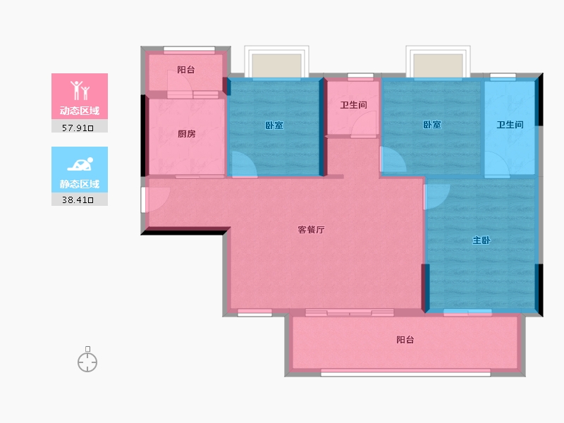 广东省-江门市-敏捷翡翠华府-87.07-户型库-动静分区