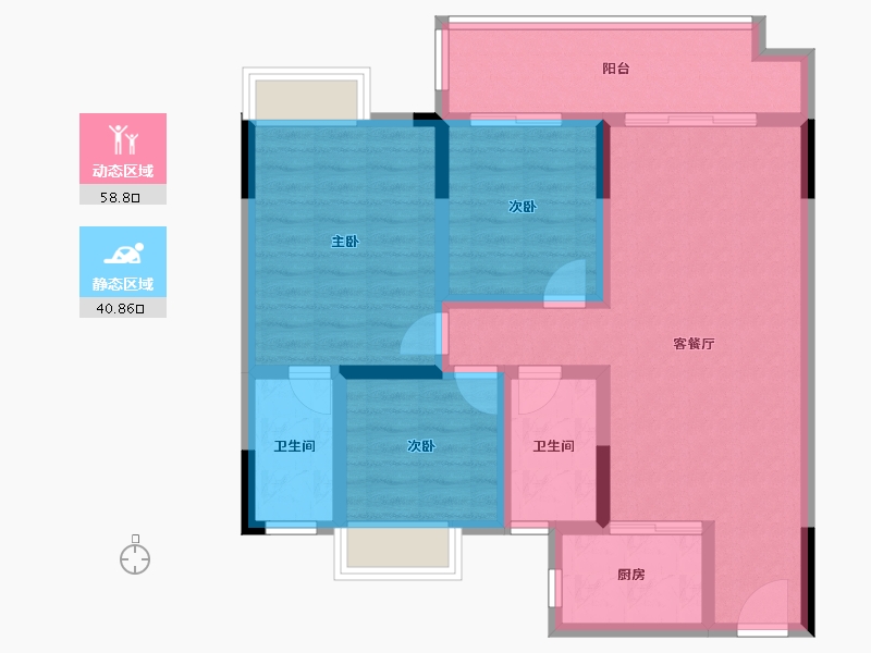 广西壮族自治区-桂林市-彰泰联发沁园春-88.41-户型库-动静分区