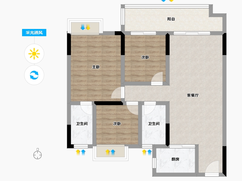 广西壮族自治区-桂林市-彰泰联发沁园春-88.41-户型库-采光通风