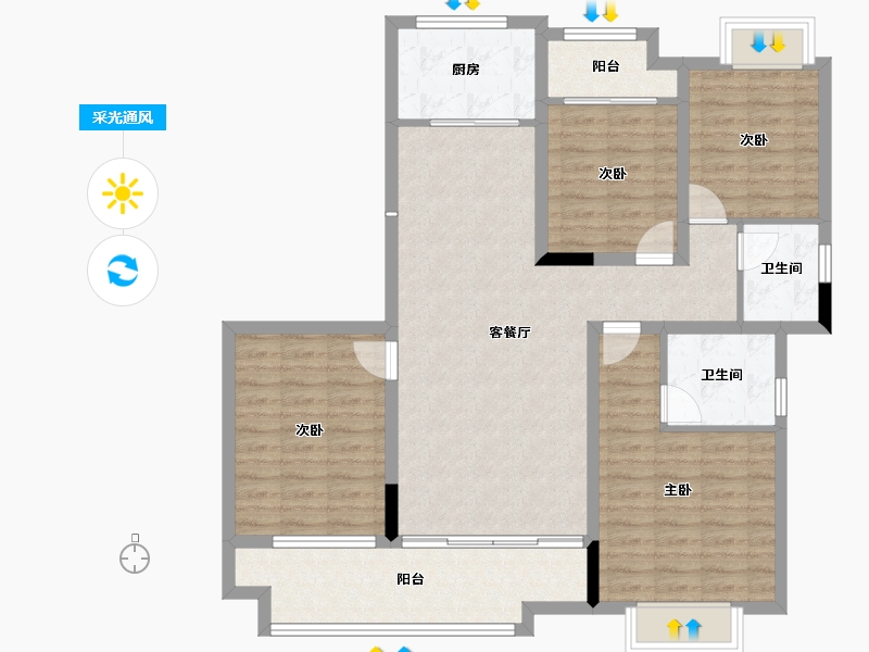 湖北省-襄阳市-国投襄阳府-108.32-户型库-采光通风