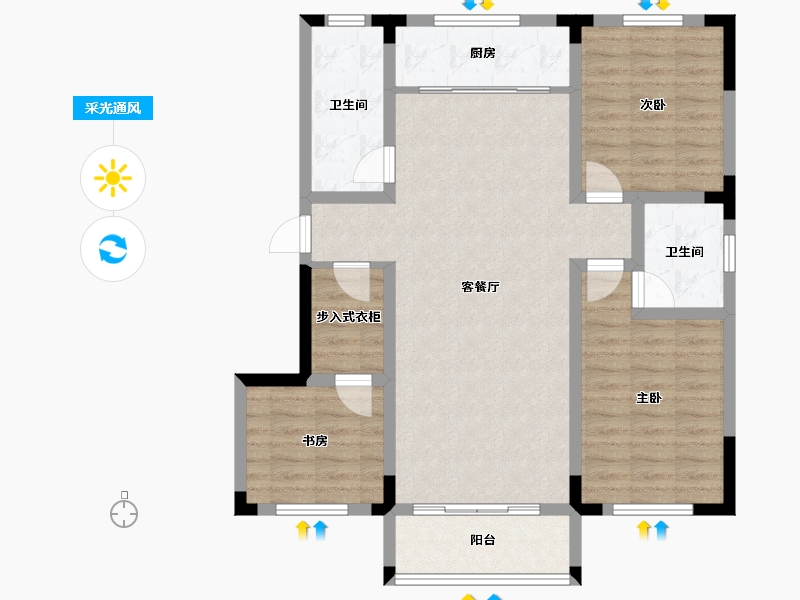 山东省-淄博市-远方凤栖园-93.72-户型库-采光通风