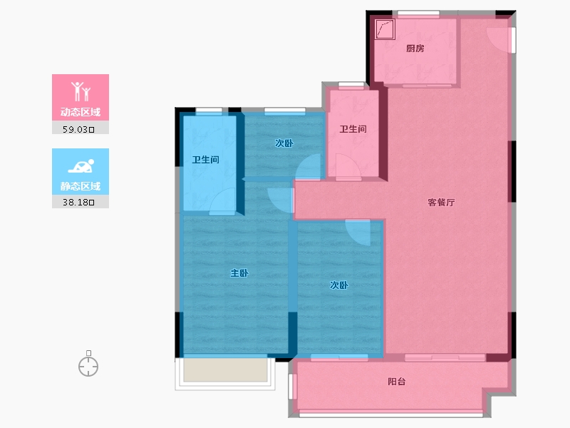 浙江省-湖州市-海伦堡玖悦云溪-87.20-户型库-动静分区