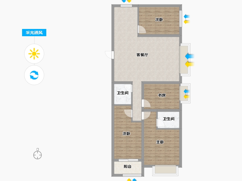 山西省-吕梁市-宏泰·崇文学府-100.53-户型库-采光通风