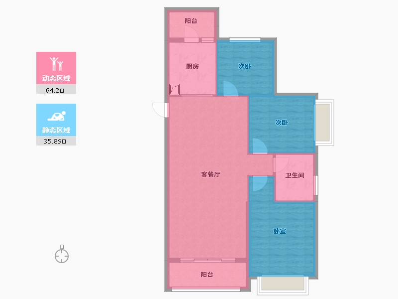 山东省-淄博市-淄博恒大林溪郡-90.96-户型库-动静分区