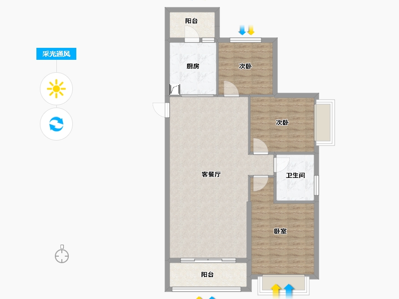 山东省-淄博市-淄博恒大林溪郡-90.96-户型库-采光通风