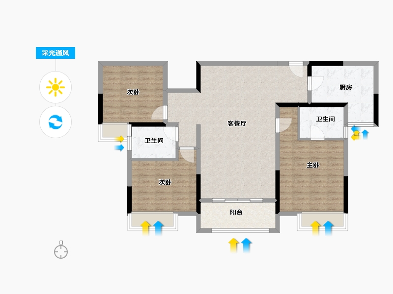 贵州省-遵义市-新蒲家居-101.40-户型库-采光通风