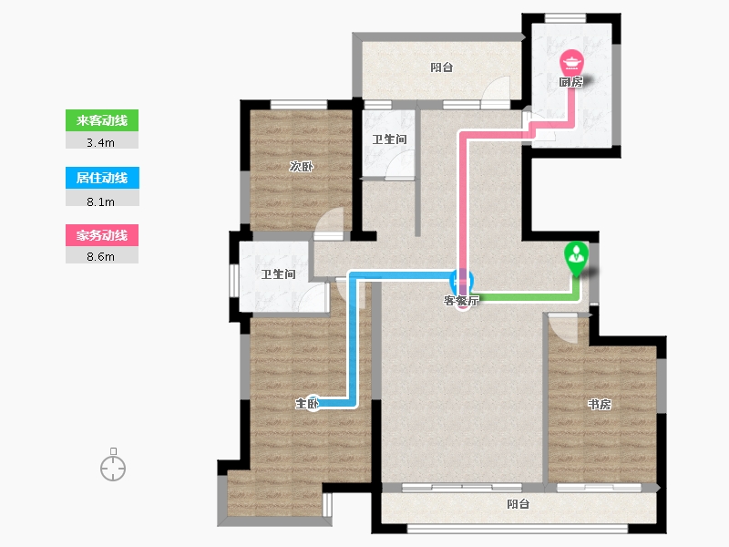 宁夏回族自治区-银川市-龙辰九悦湾三期-111.61-户型库-动静线