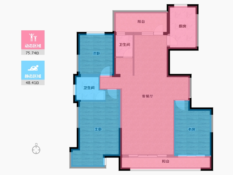 宁夏回族自治区-银川市-龙辰九悦湾三期-111.61-户型库-动静分区