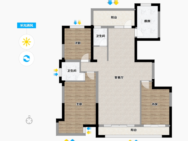 宁夏回族自治区-银川市-龙辰九悦湾三期-111.61-户型库-采光通风