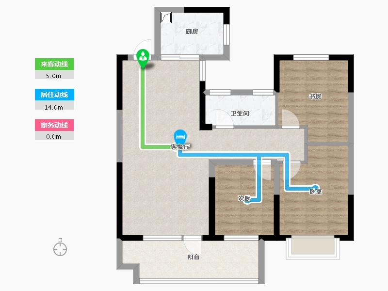 山东省-淄博市-金城荣基柳泉书院-84.67-户型库-动静线