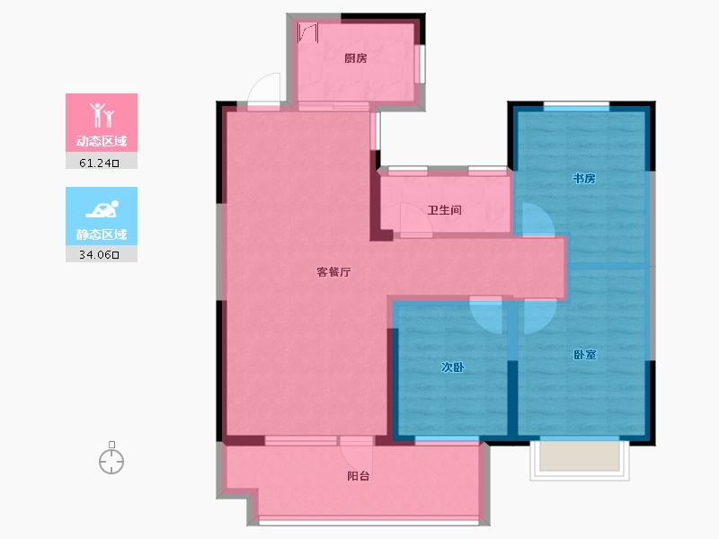 山东省-淄博市-金城荣基柳泉书院-84.67-户型库-动静分区