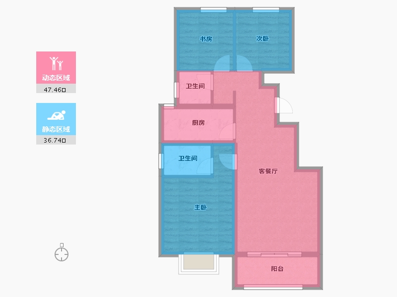 山西省-吕梁市-宏泰·崇文学府-74.81-户型库-动静分区