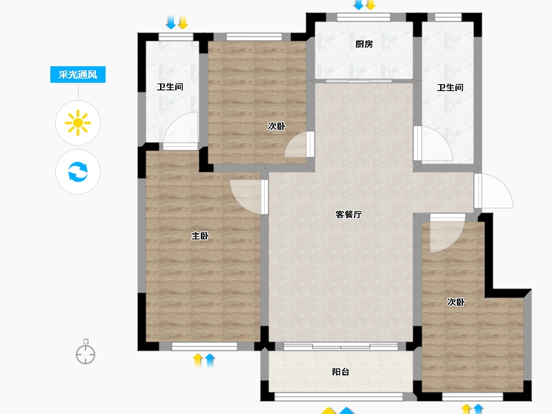 山东省-淄博市-远方凤栖园-101.79-户型库-采光通风