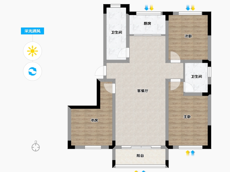 山东省-淄博市-远方凤栖园-93.30-户型库-采光通风