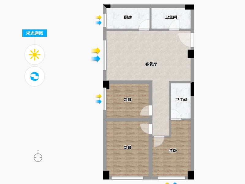 山西省-吕梁市-中央公园·悦时尚广场-78.29-户型库-采光通风