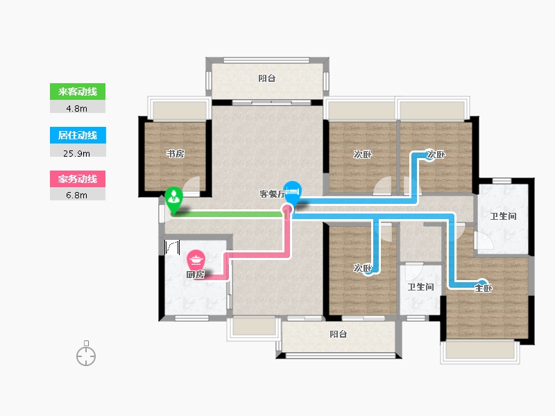 广西壮族自治区-玉林市-北流市新世纪宝翠园-140.00-户型库-动静线