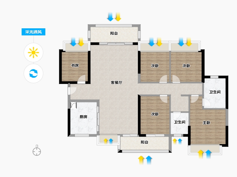 广西壮族自治区-玉林市-北流市新世纪宝翠园-140.00-户型库-采光通风