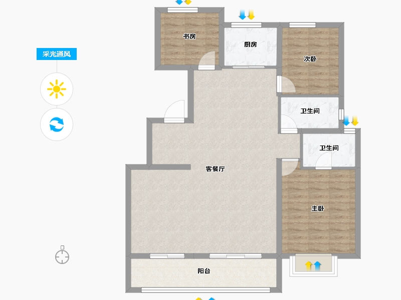 山西省-吕梁市-宏泰·崇文学府-104.31-户型库-采光通风