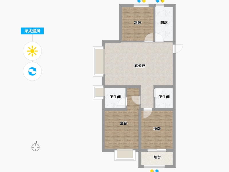 山西省-吕梁市-宏泰·崇文学府-78.71-户型库-采光通风