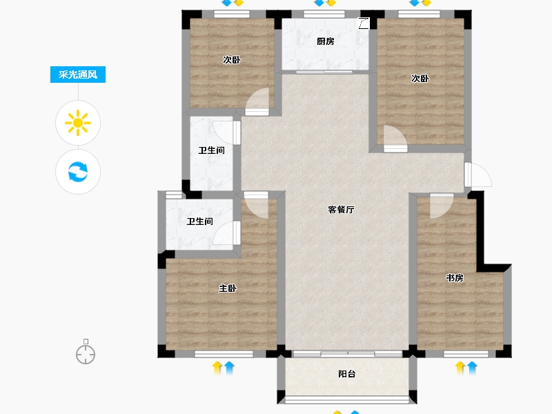 山东省-淄博市-远方凤栖园-104.40-户型库-采光通风