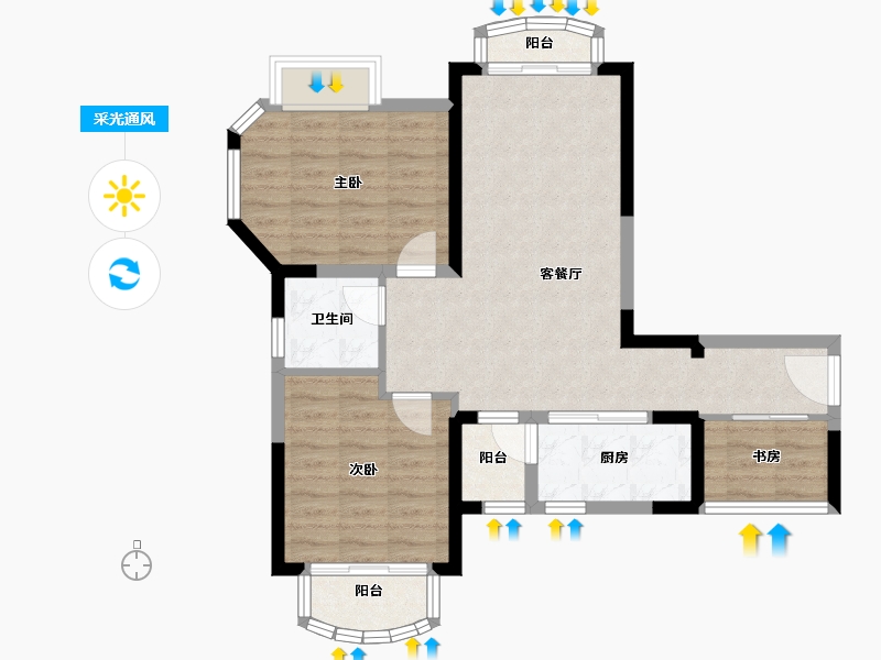 四川省-成都市-嘉合凤凰岛-73.52-户型库-采光通风